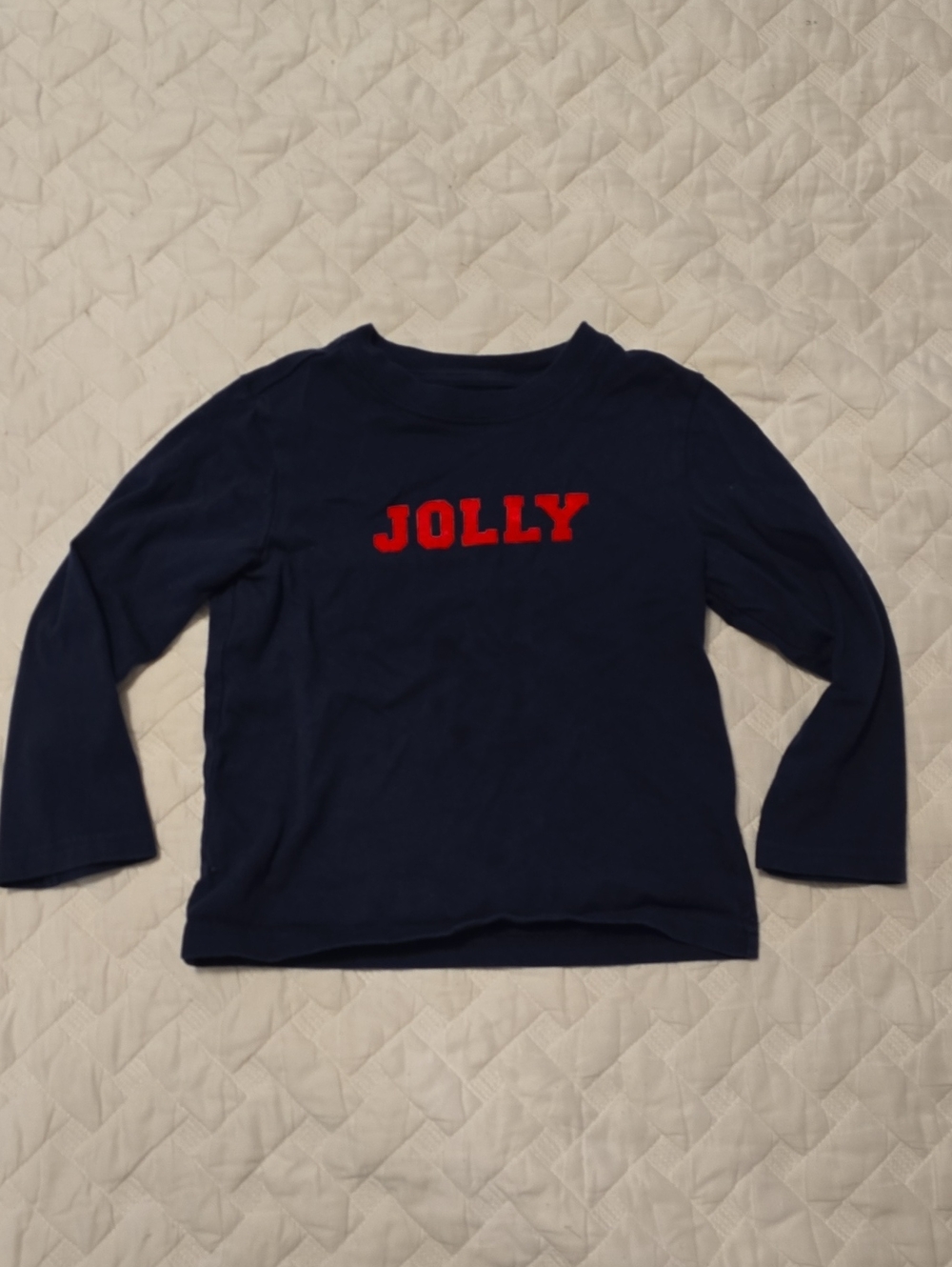 Janie and Jack Navy Long-Sleeve Tee with Red JOLLY Applique